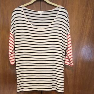 Maison Jules Cream & Black Striped Tee – Size Medium - Excellent Cindition
